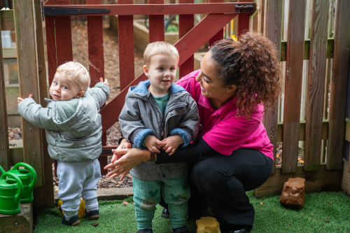Children and staff enjoying outdoor play at The Orange Tree